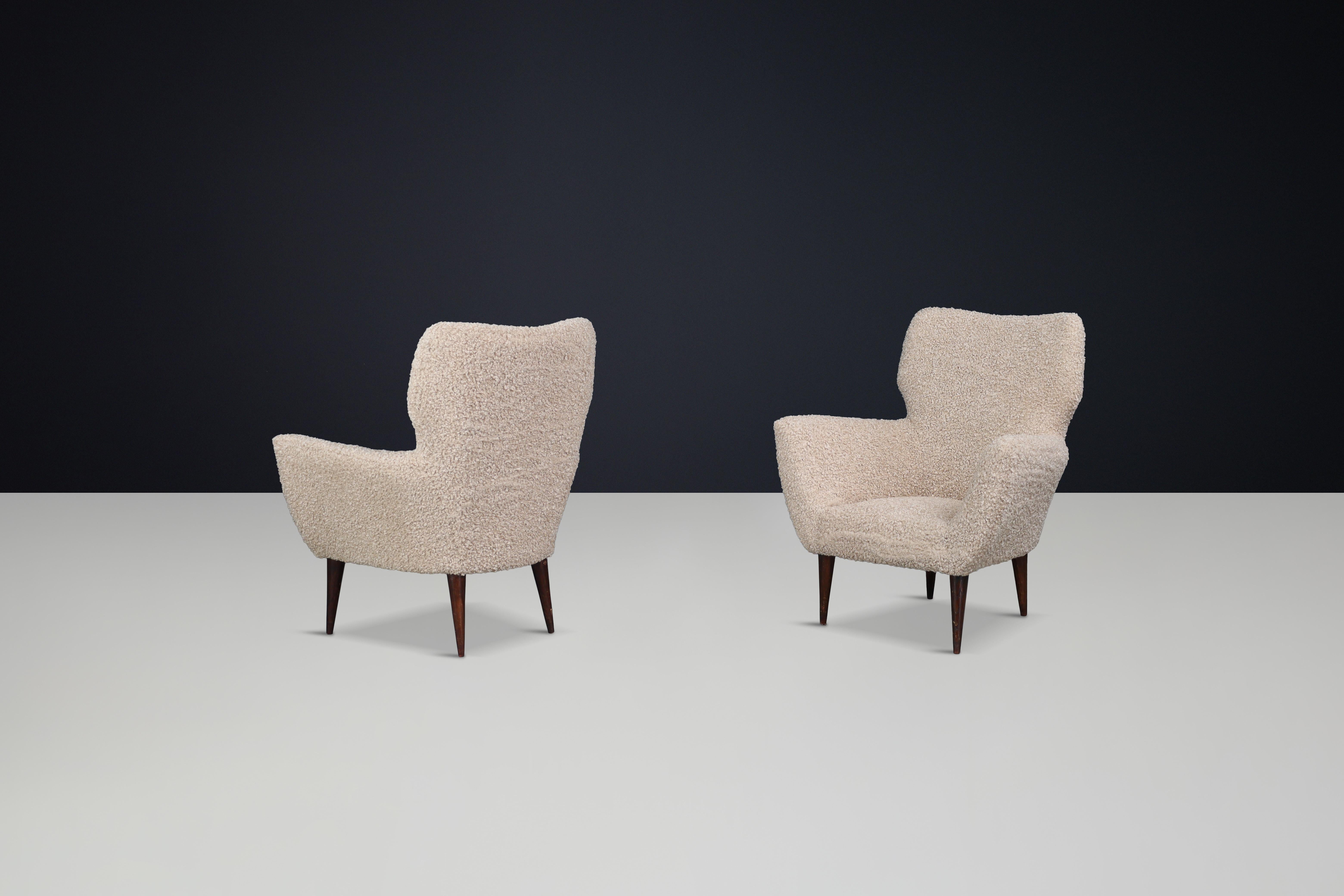 Tissu Fauteuils tapissés Teddy du milieu du siècle dernier, style Gio Ponti, Italie 1950 en vente