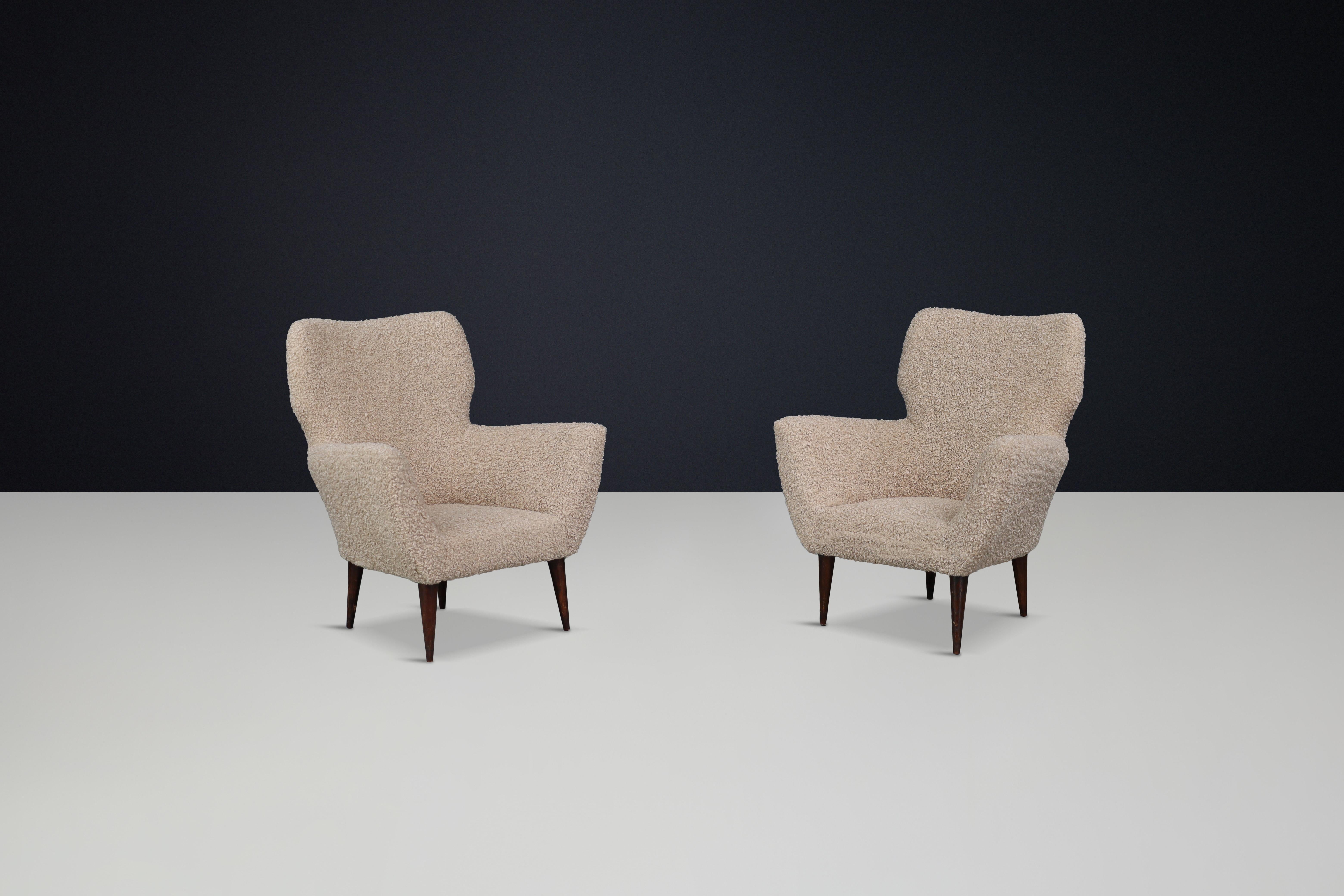 Fauteuils tapissés Teddy du milieu du siècle dernier, style Gio Ponti, Italie 1950 en vente 1