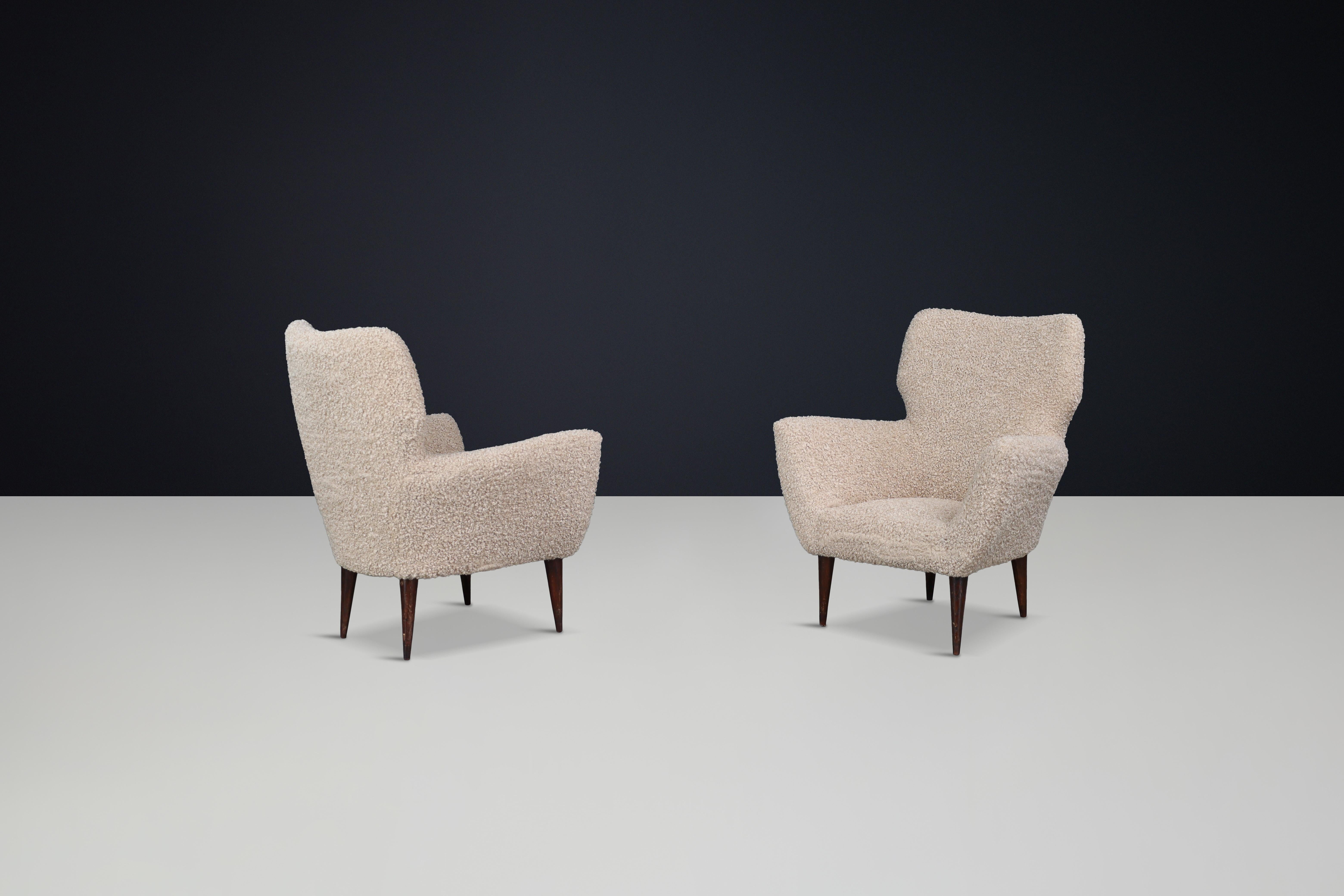 Fauteuils tapissés Teddy du milieu du siècle dernier, style Gio Ponti, Italie 1950 en vente 2