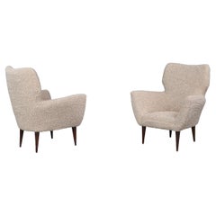 Mid-Century Teddy upholstered Armchairs the style of Gio Ponti, Italy 1950