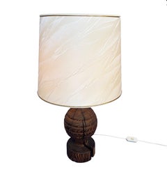 Mid Century Temde Table Lamp Turned Wood Block, 1970's, Switzerland/Germany