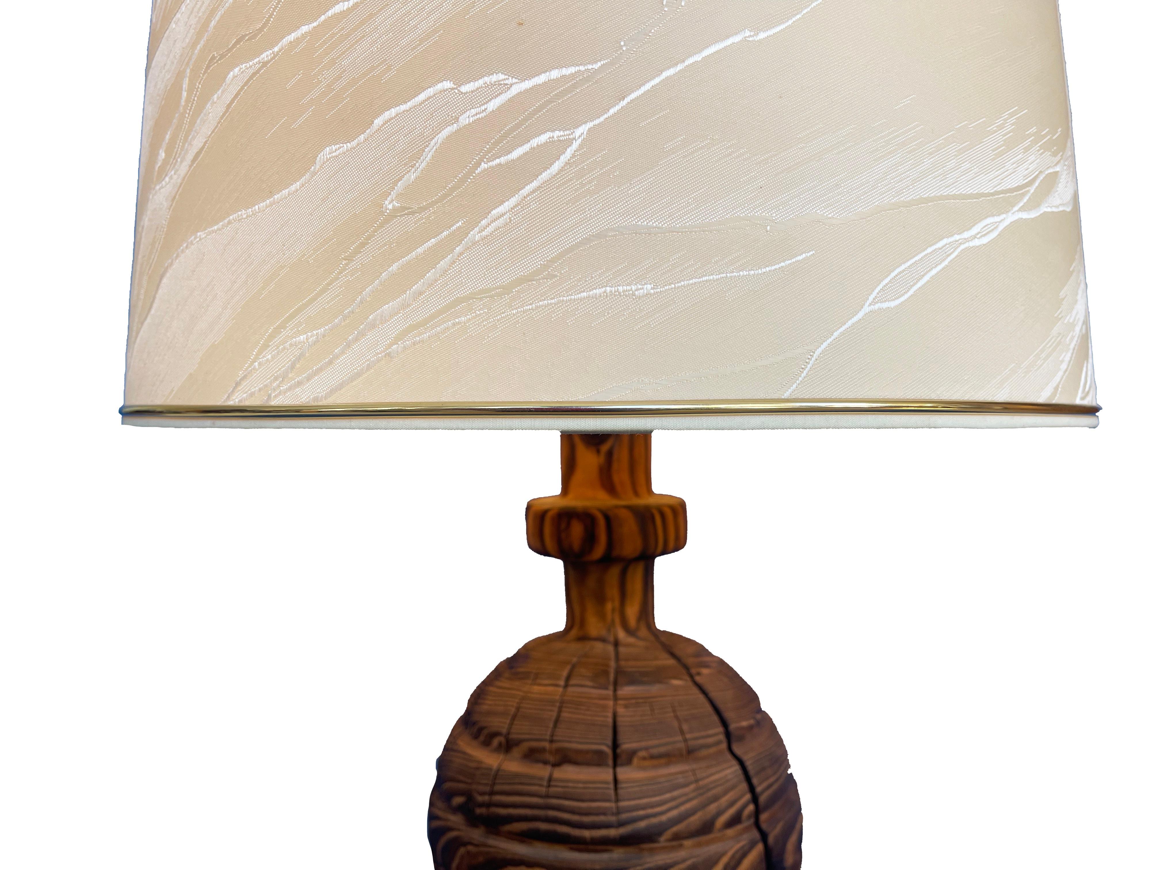 Mid-Century Modern Mid Century Temde Table Lamp Turned Wood Block, 1970's, Switzerland/Germany