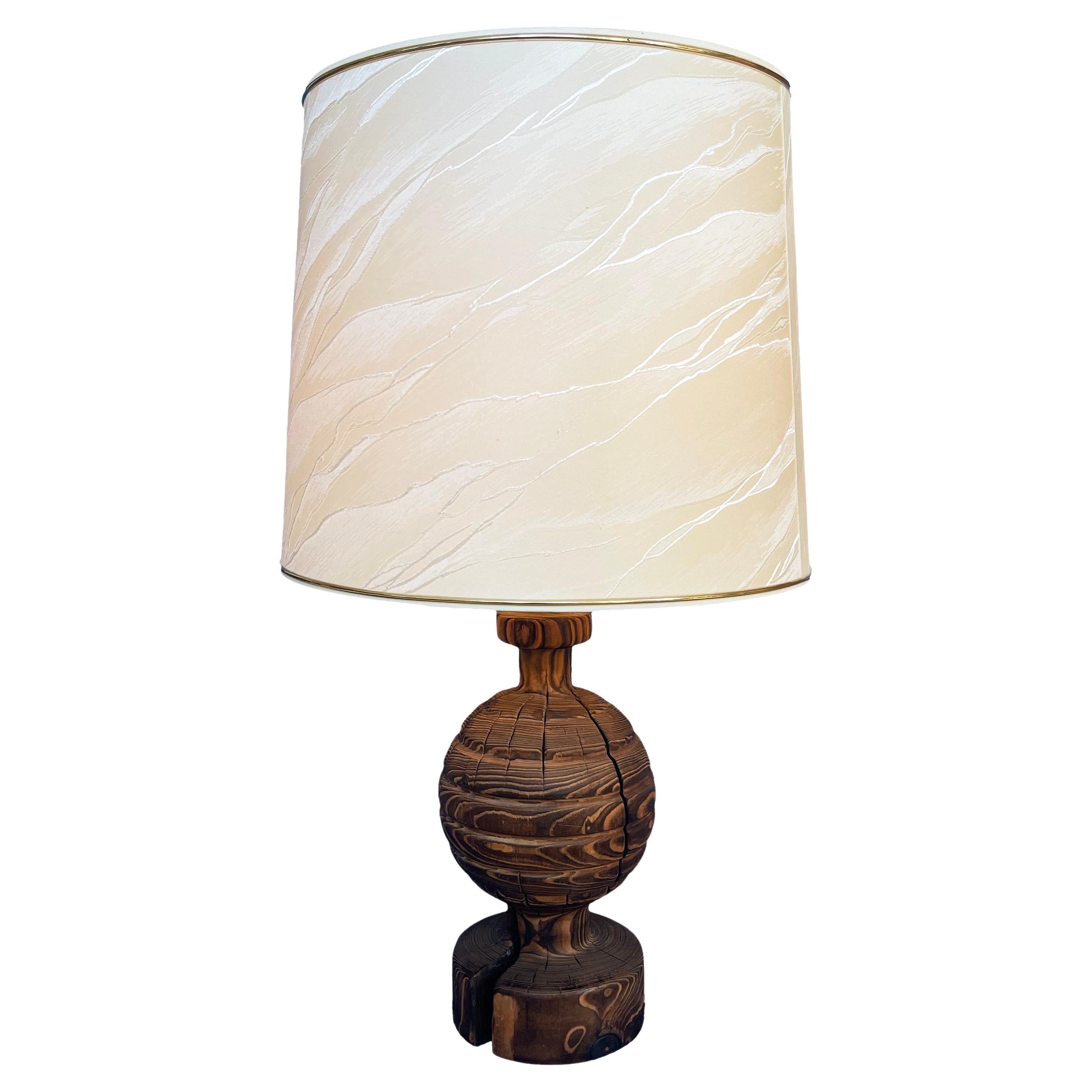 Mid Century Temde Table Lamp Turned Wood Block, 1970's, Switzerland/Germany  For Sale at 1stDibs