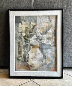 Temperagemälde des gelisteten Künstlers Stanley Mitruk aus der Mitte des Jahrhunderts