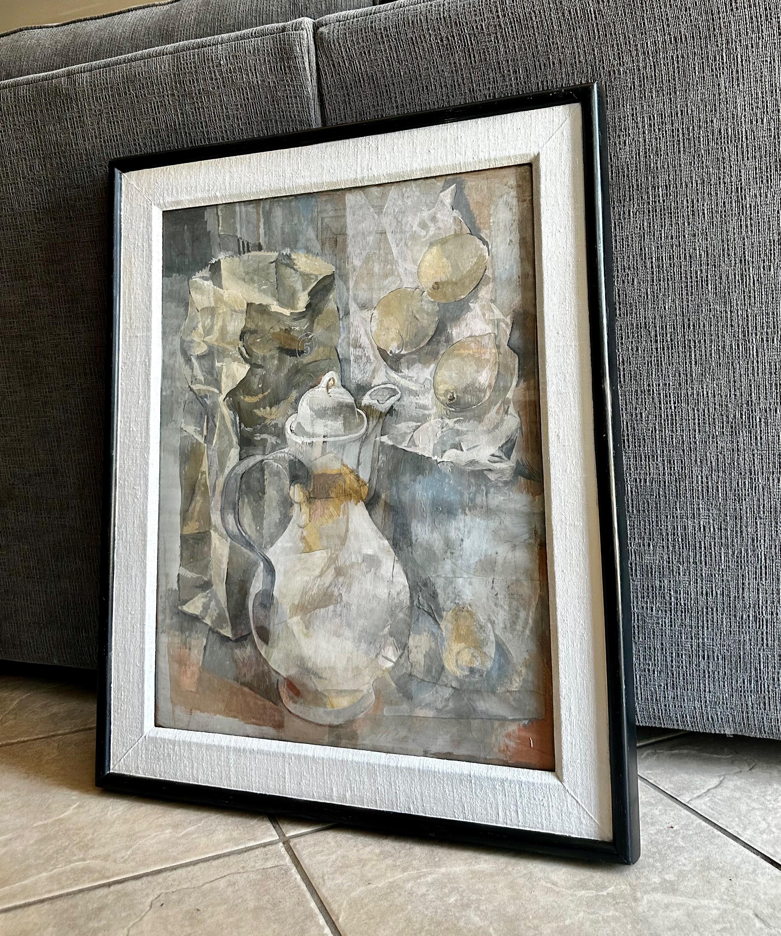 Mid-Century Tempera Painting by Listed Artist Stanley Mitruk In Good Condition For Sale In Palm Springs, CA