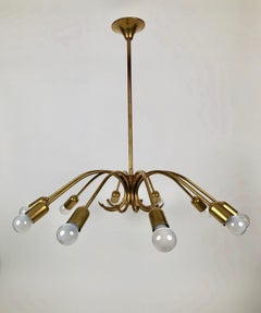 Mid Century, Ten Arm Chandelier in Brass from Ruper Nikoll, made in Austria