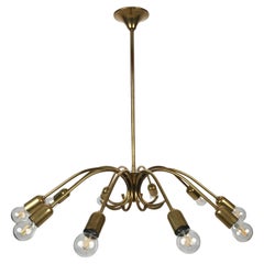Mid Century, Ten Arm Chandelier in Brass from Ruper Nikoll, made in Austria