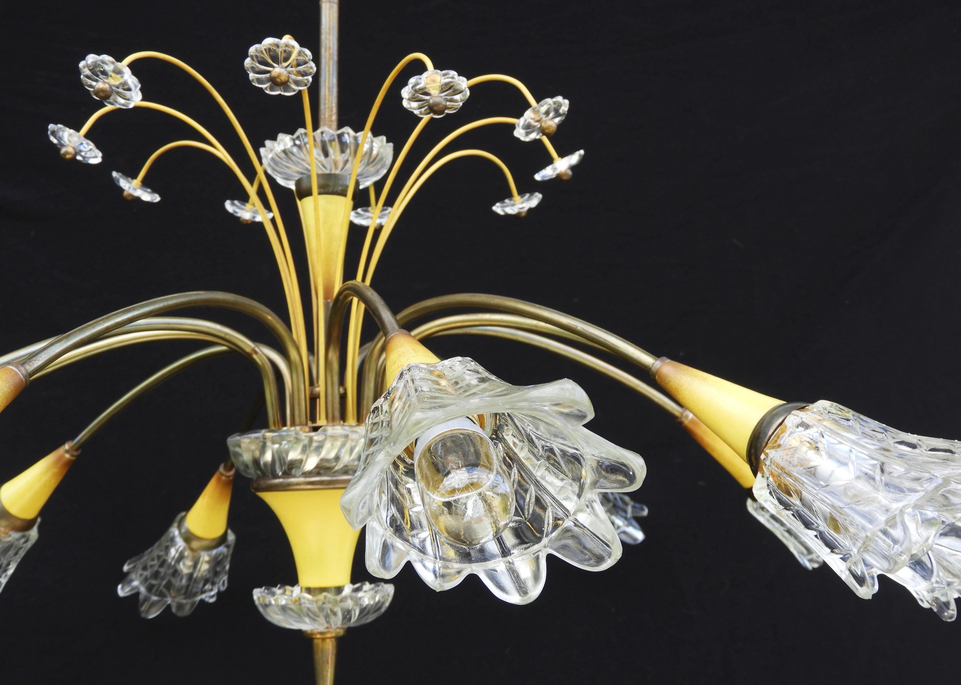 Mid Century Ten Light Chandelier by Maison Lunel circa 1950 In Good Condition In Trensacq, FR