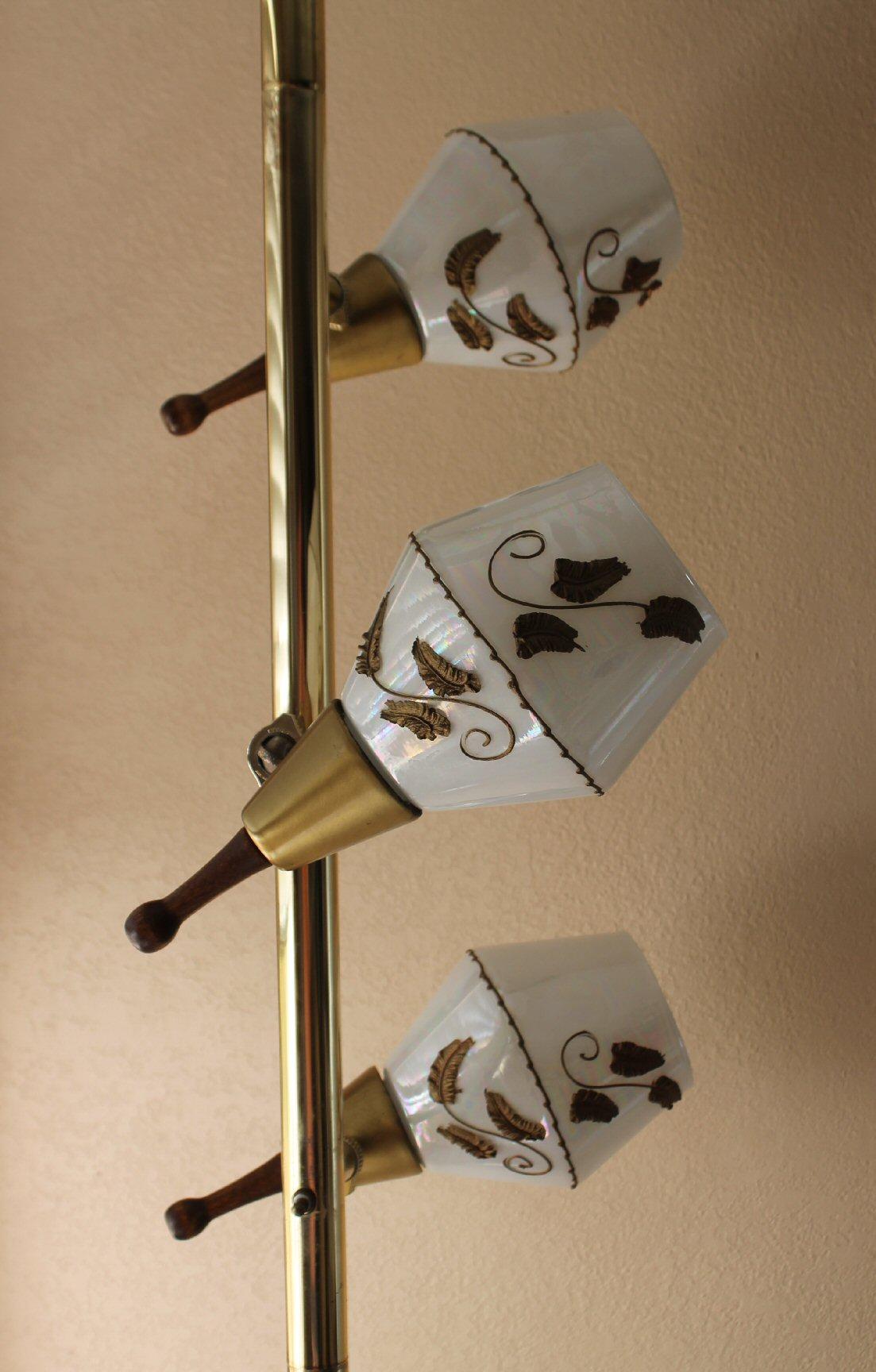 Tension-Staffel-Lampe aus der Mitte des Jahrhunderts mit handbemaltem italienischem Glas! 50er Jahre Stiffel-Ära  im Angebot 5