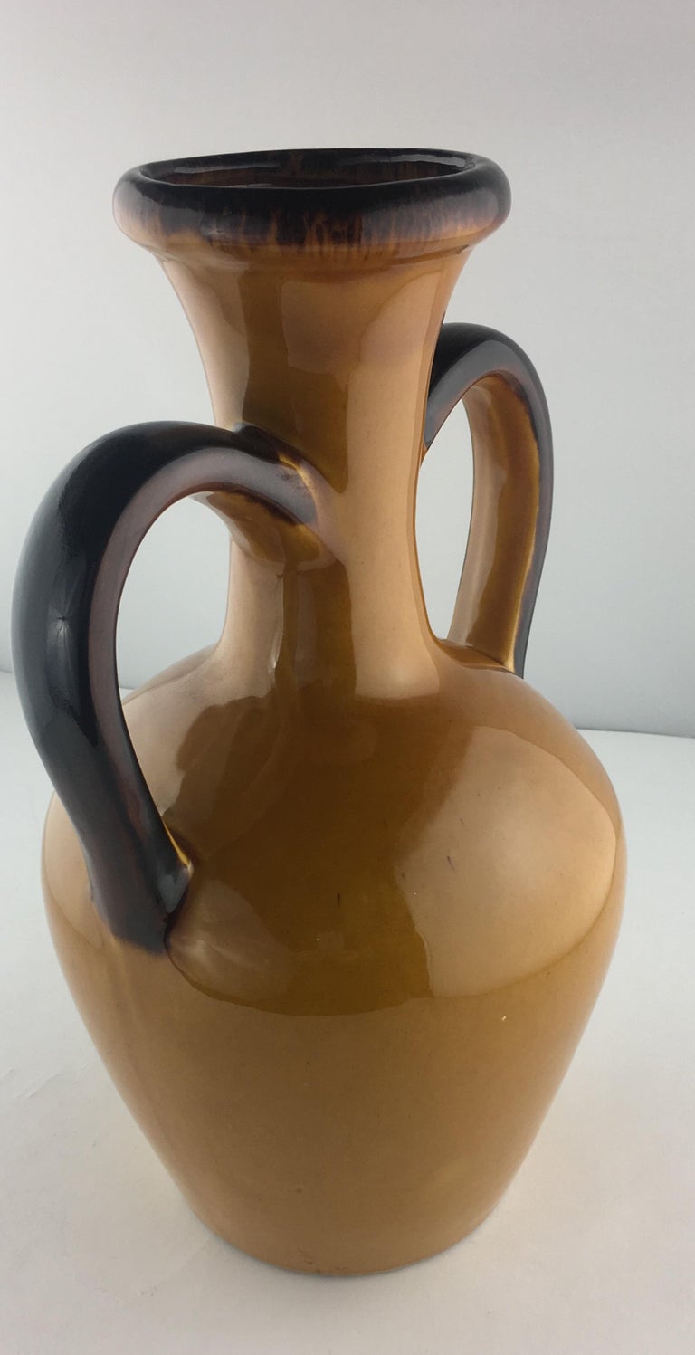 Vallauris MidCentury Terra Cotta Vase Vessel with Handles For Sale at
