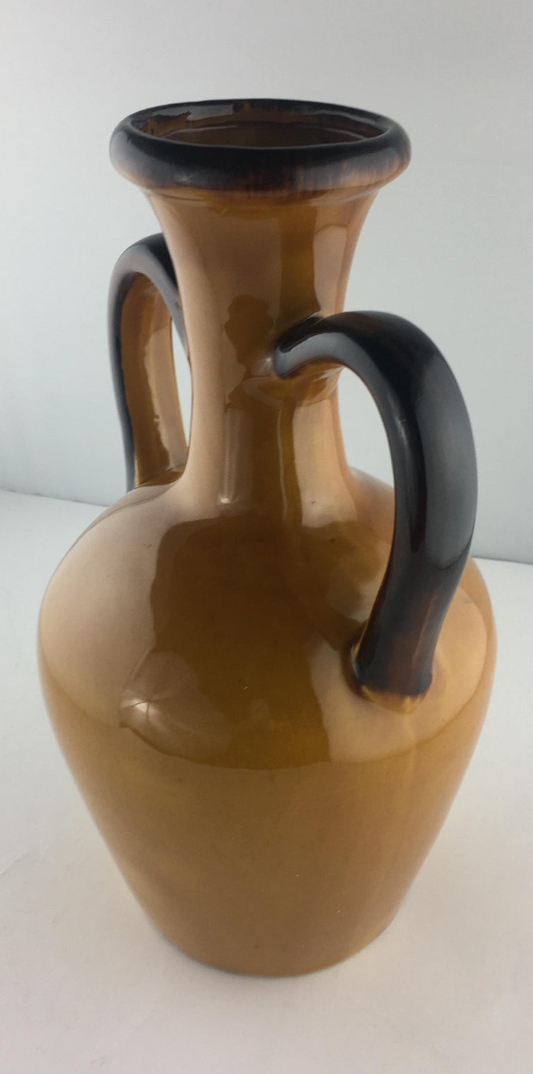 Vallauris MidCentury Terra Cotta Vase Vessel with Handles For Sale at