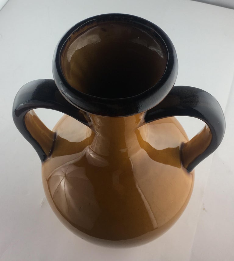 Vallauris MidCentury Terra Cotta Vase Vessel with Handles For Sale at 1stDibs