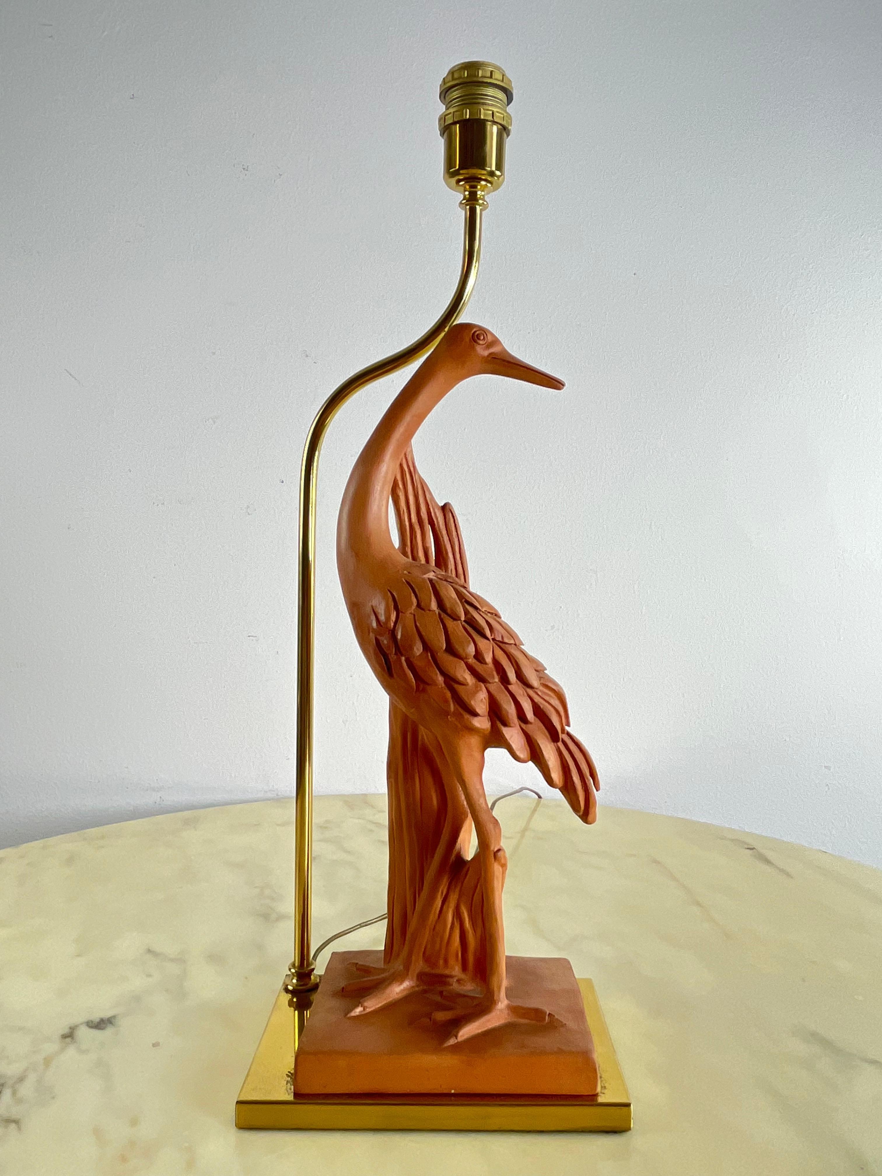 Mid-Century Terracotta And Brass Table Lamp Italian Design 1960s For Sale 5