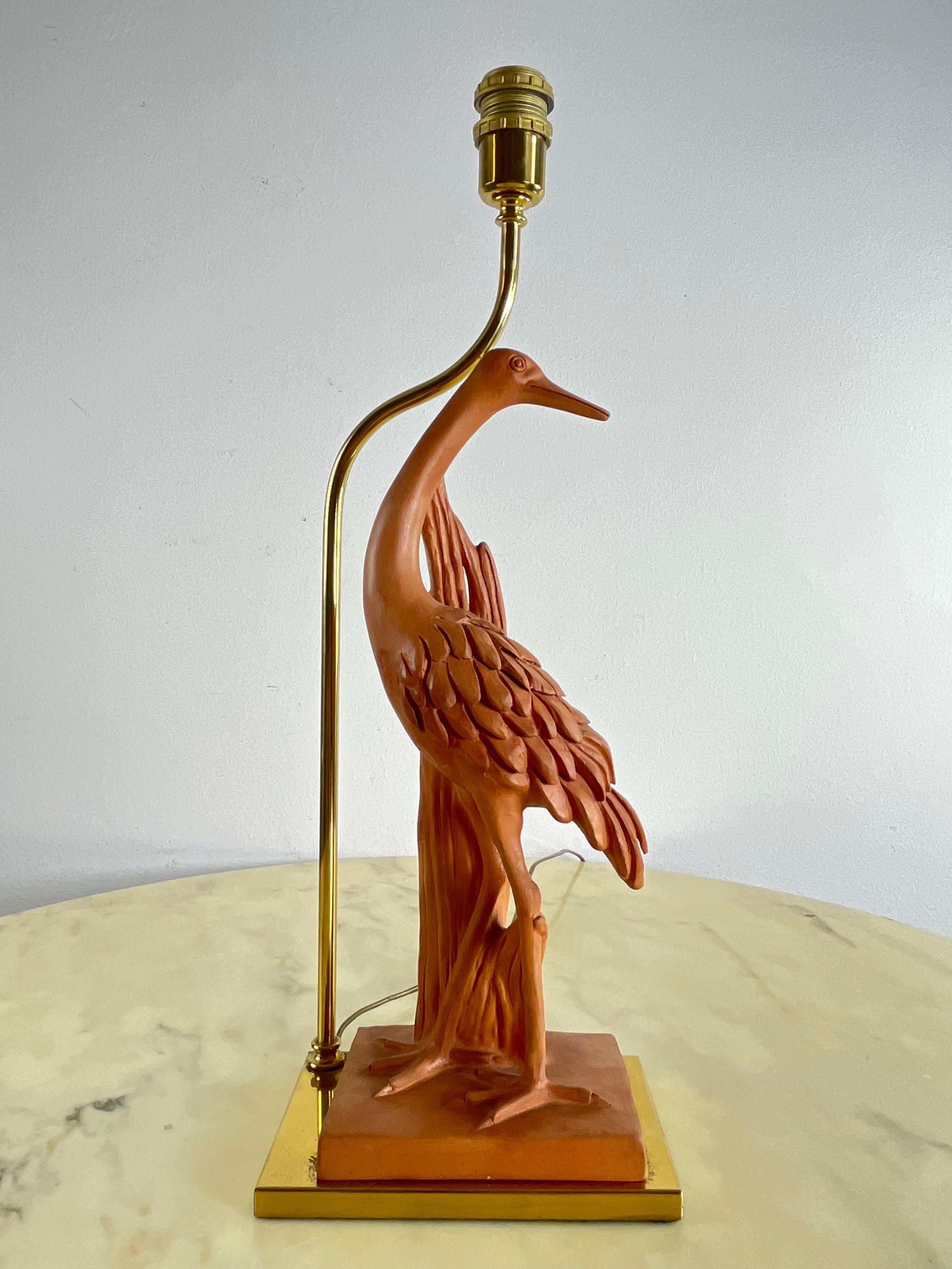 Lampe de table du milieu du siècle en terre cuite et laiton Design italien années 1960 en vente 3