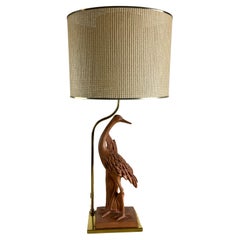 Retro Mid-Century Terracotta And Brass Table Lamp Italian Design 1960s