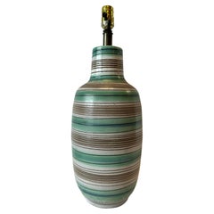 Mid Century Terracotta Glazed Stripe Table Lamp Lee Rosen Design Technics Style