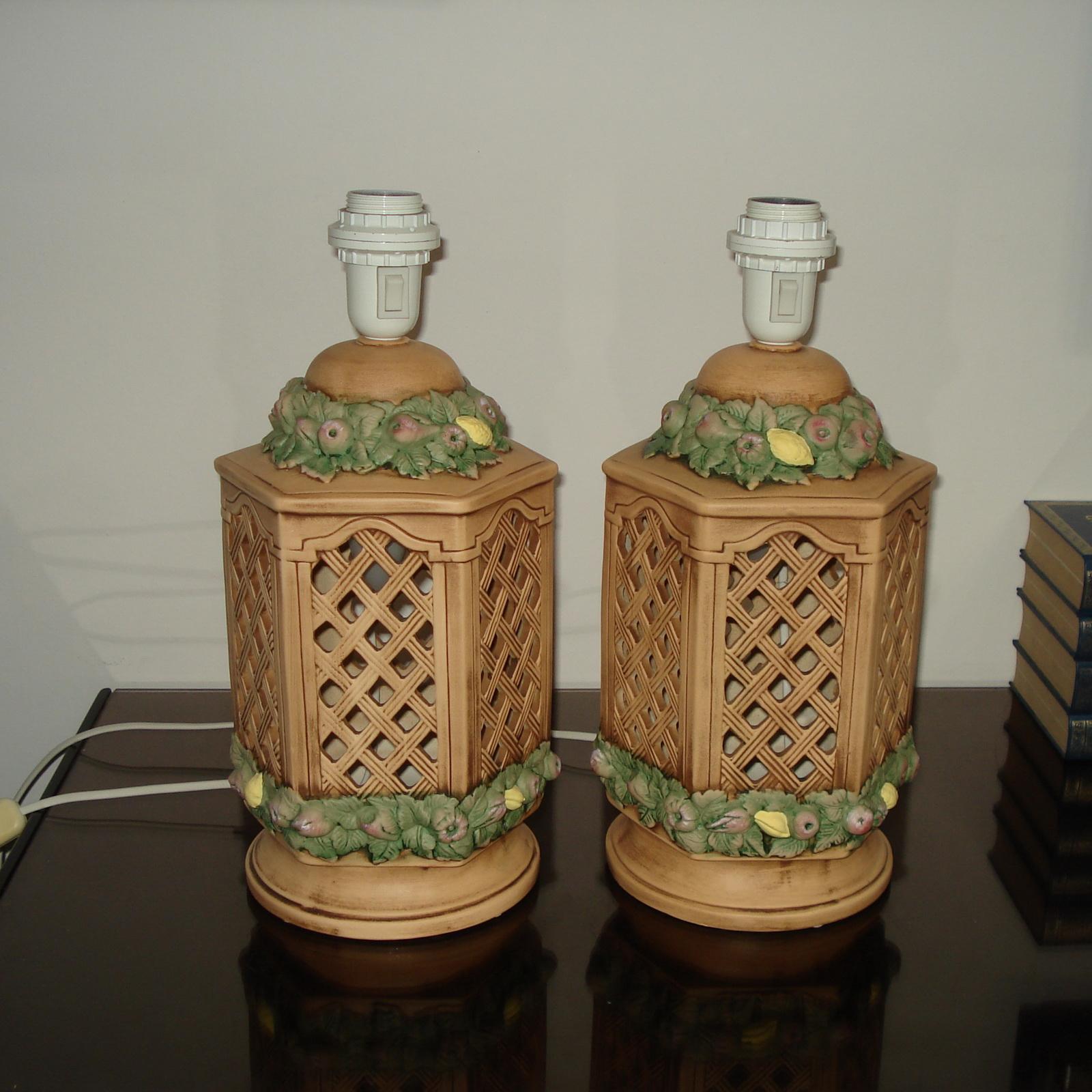Glazed Mid-Century Terracotta Pair of Table Lamps, Italy, 1940s For Sale