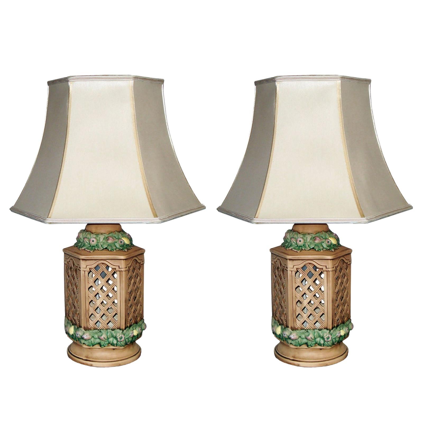 Paar Terrakotta-Tischlampen aus der Mitte des Jahrhunderts, Italien, 1940er Jahre