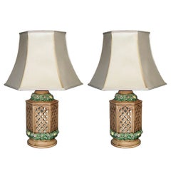 Mid-Century Terracotta Pair of Table Lamps, Italy, 1940s