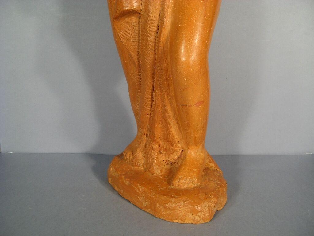 Escultura de terracota de mediados de siglo de una mujer joven bañándose - 1Y177 Francés