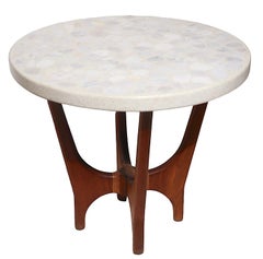 Mid Century Terrazzo, Marble, Onyx Top Side Table by Harvey Probber c 1960's