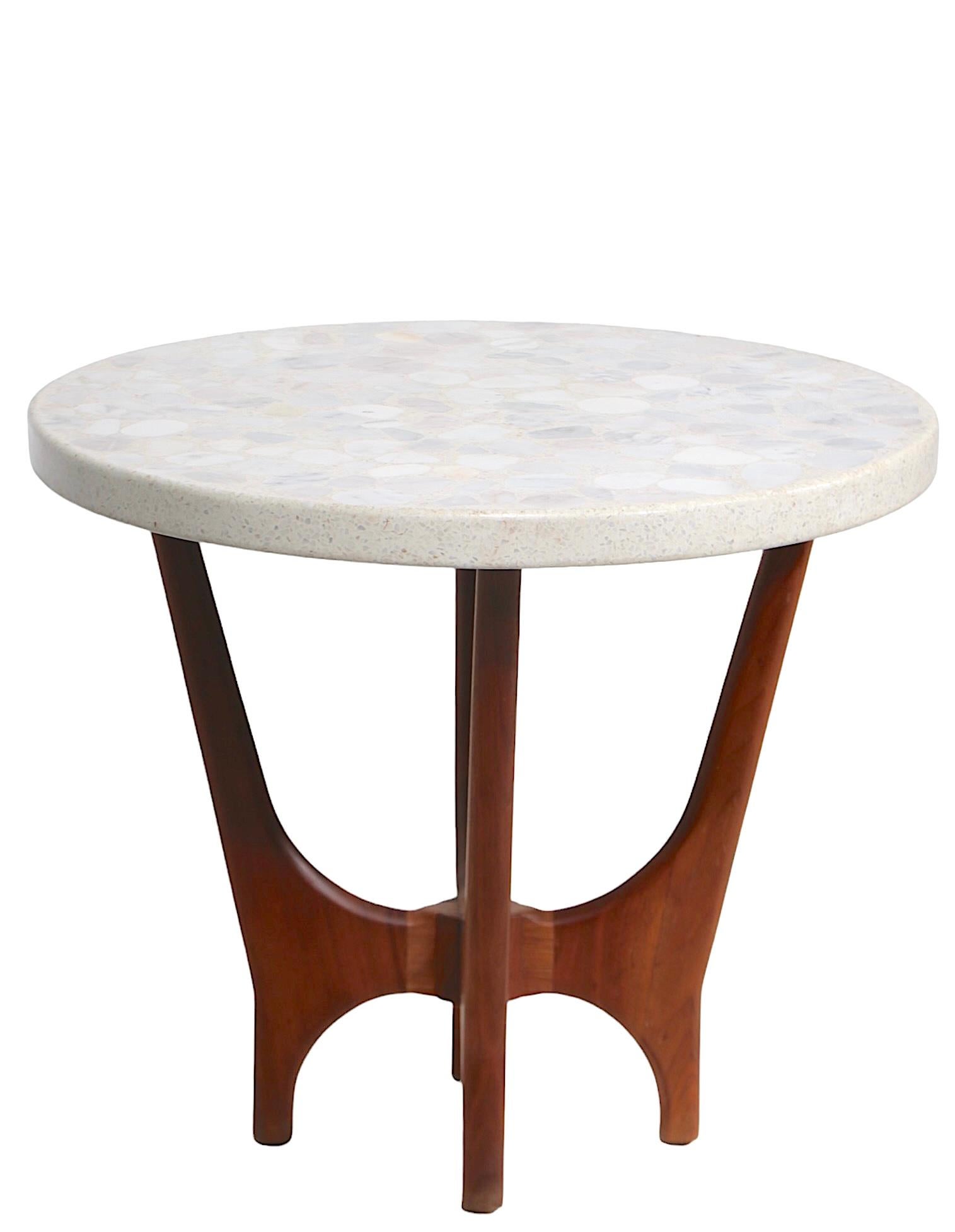 Mid Century Terrazzo, Marble, Onyx Top Side Table by Harvey Probber c 1960's  In Good Condition For Sale In New York, NY