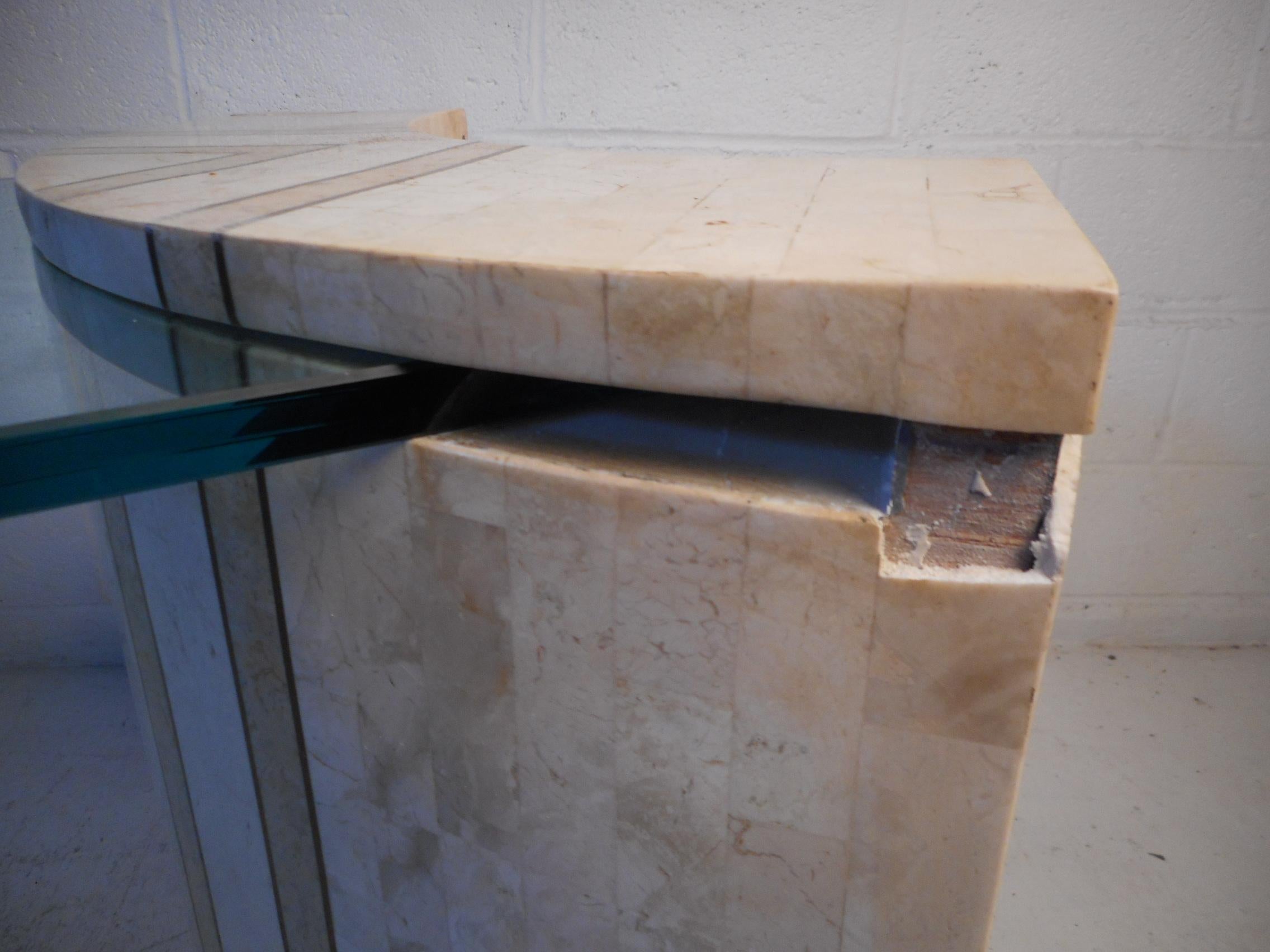 Tessellated Marble and Glass Console by Robert Marcius for Casa Bisque For Sale 4