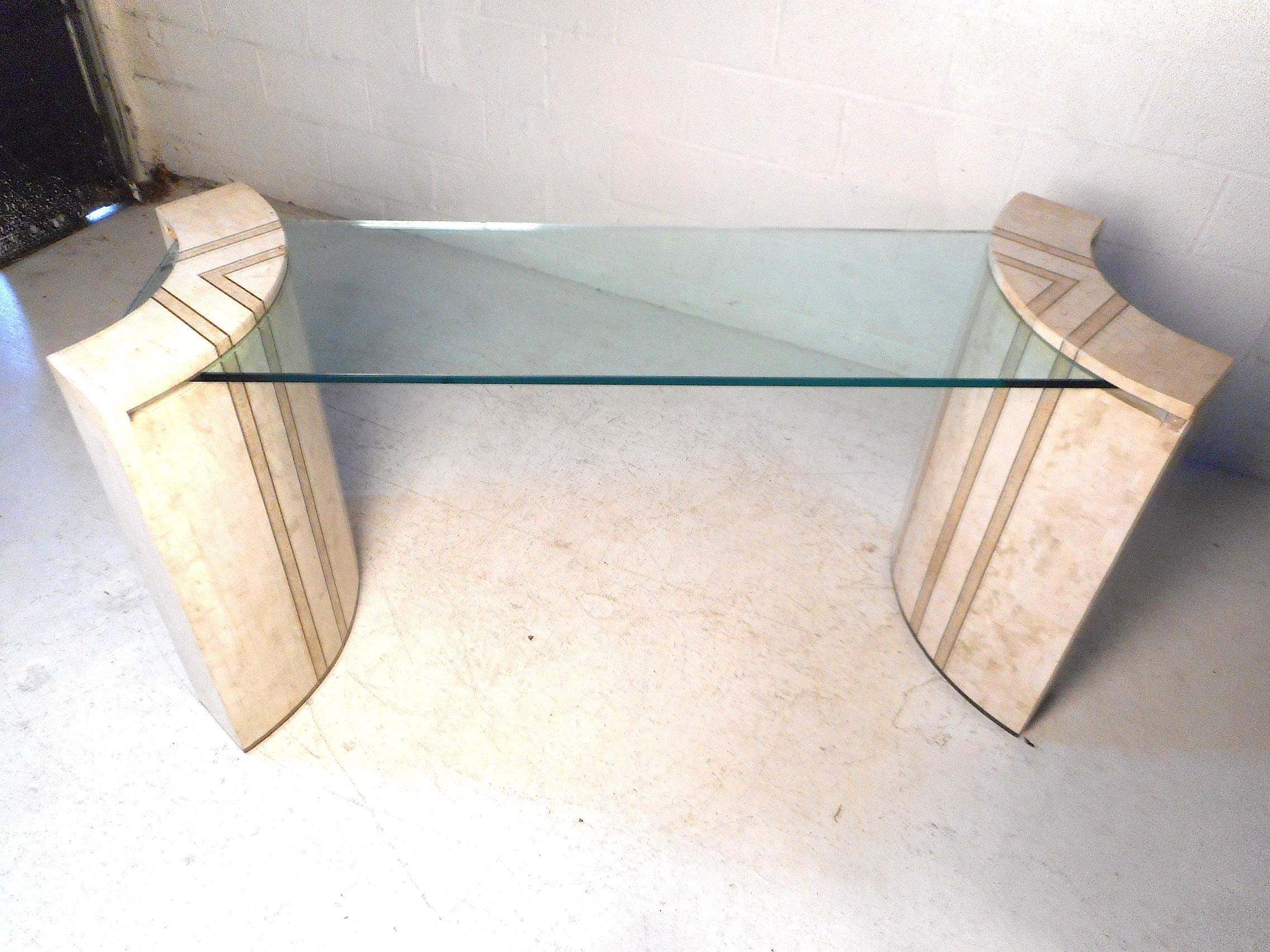 Mid-Century Modern Tessellated Marble and Glass Console by Robert Marcius for Casa Bisque For Sale