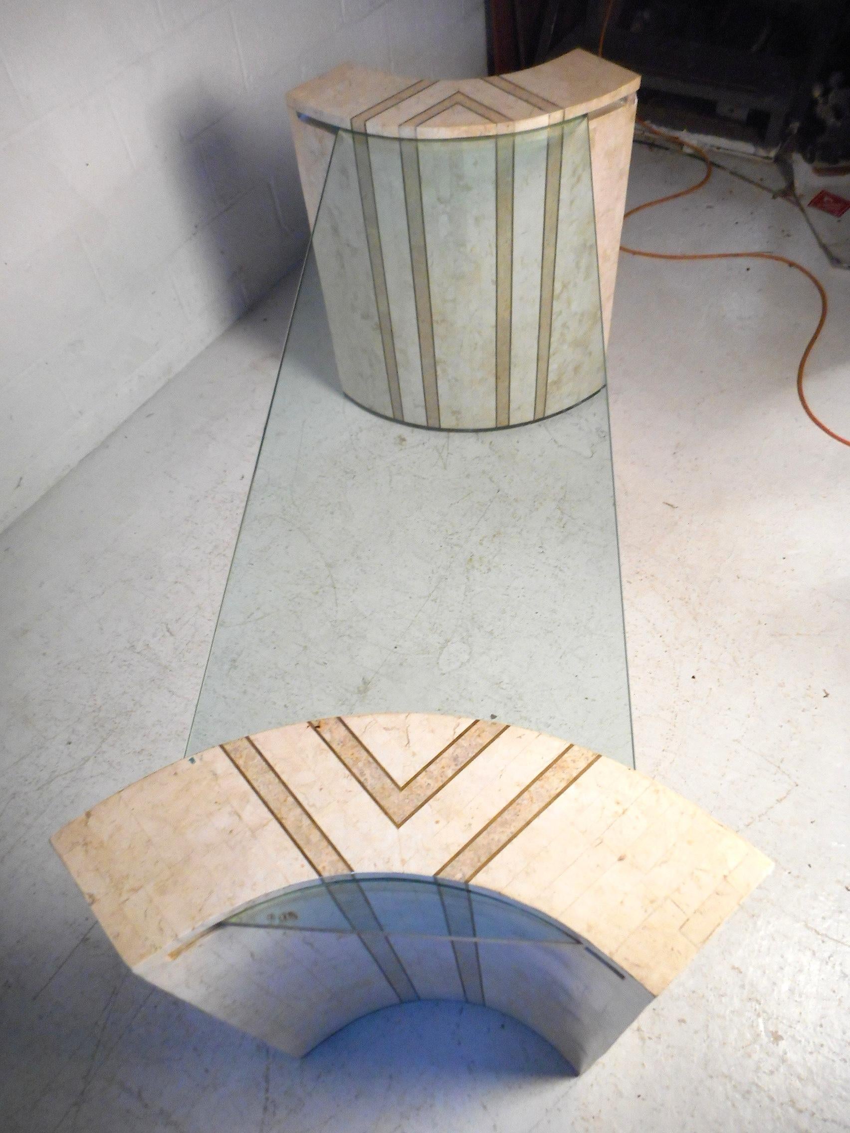 Tessellated Marble and Glass Console by Robert Marcius for Casa Bisque In Good Condition For Sale In Brooklyn, NY