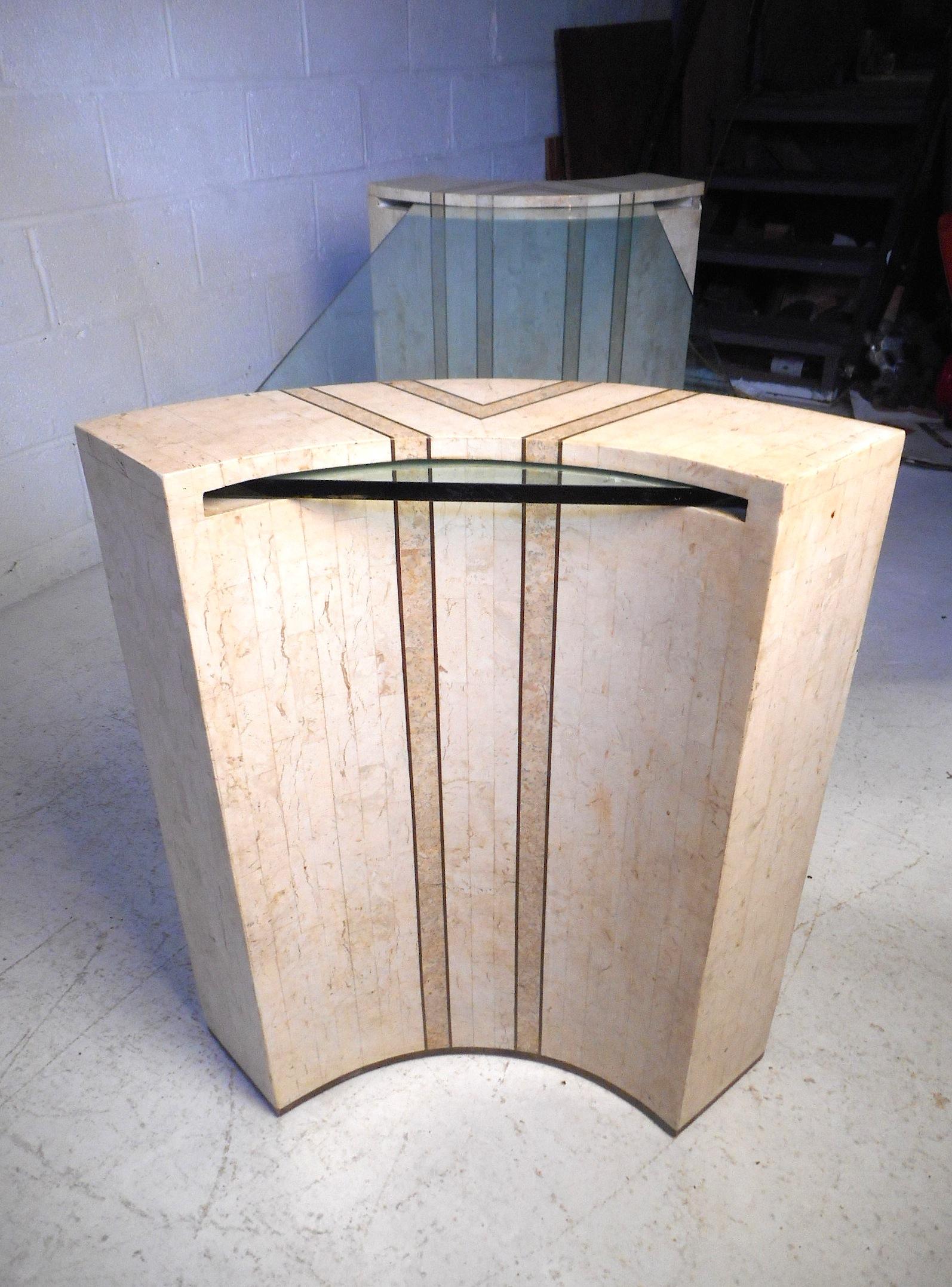 Late 20th Century Tessellated Marble and Glass Console by Robert Marcius for Casa Bisque For Sale