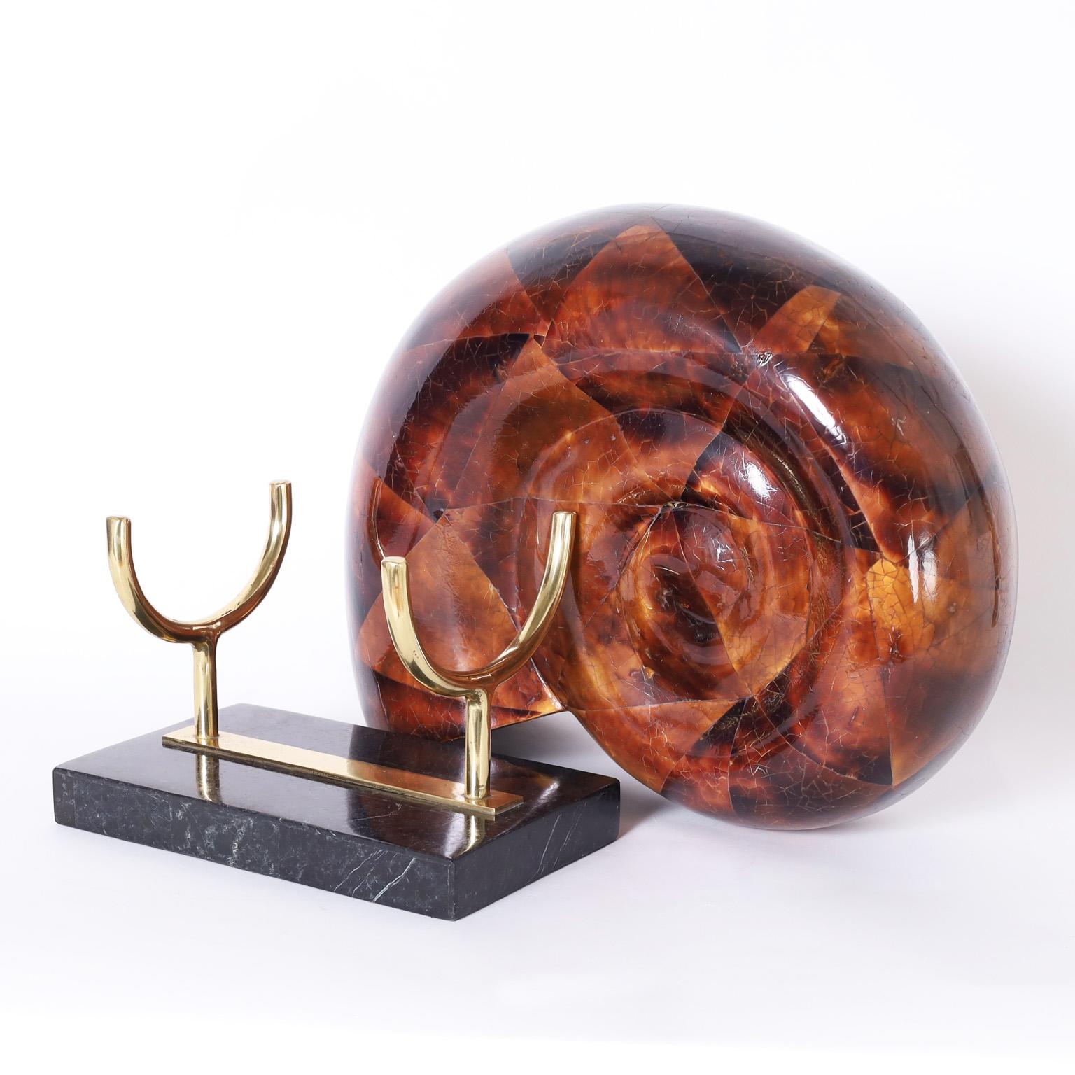 Mid-Century Tessellated Penshell Nautilus on Stand by Maitland-Smith For Sale 1