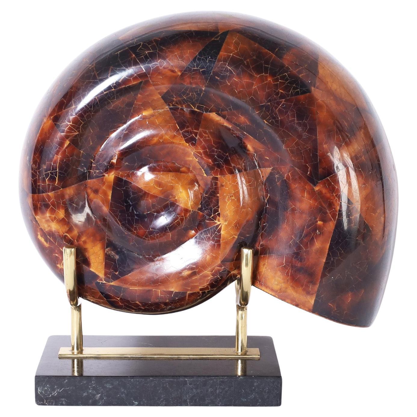 Mid-Century Tessellated Penshell Nautilus on Stand by Maitland-Smith For Sale