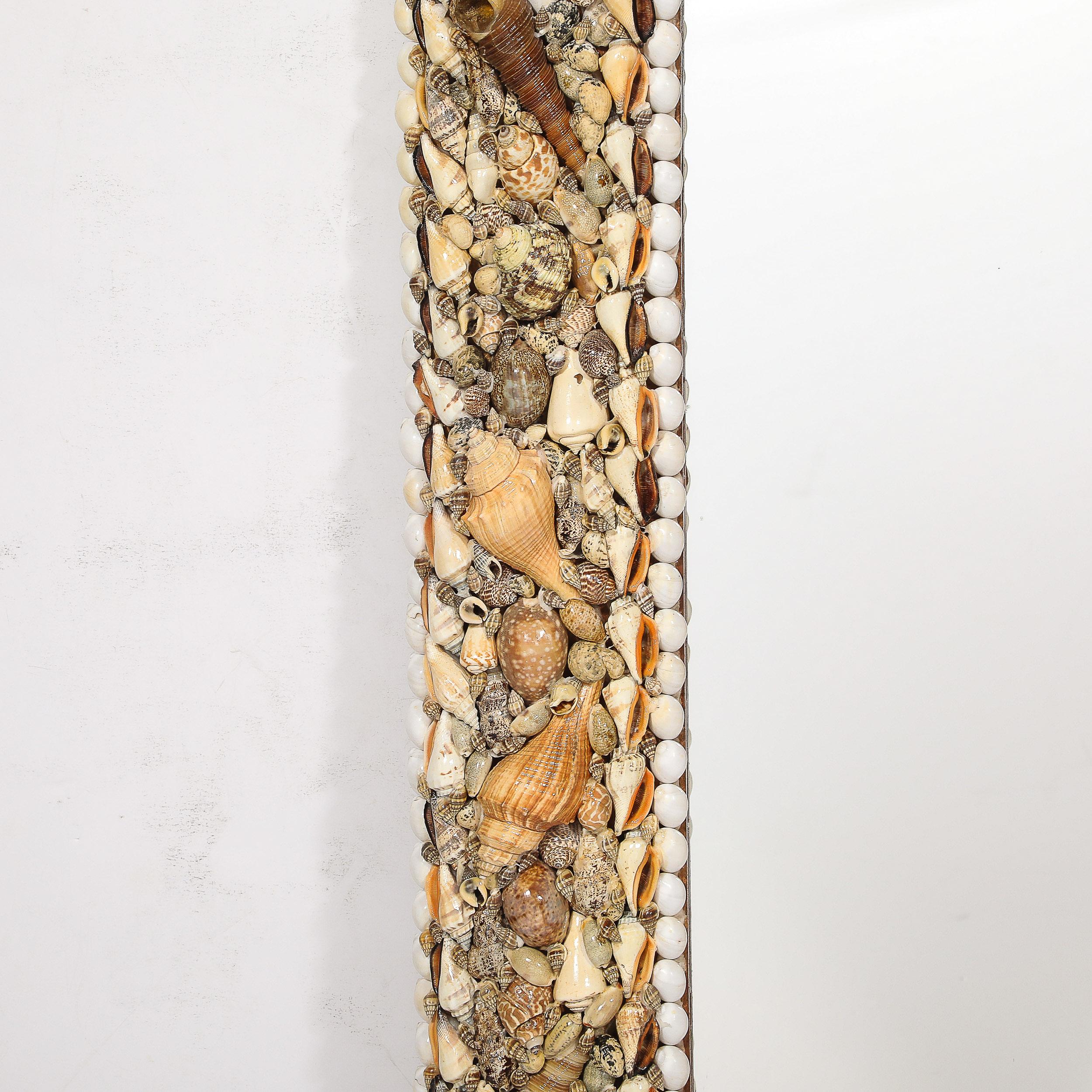 Mid-Century Tessellated Seashell Border Mirror in the Manner of Karl Springer For Sale 4