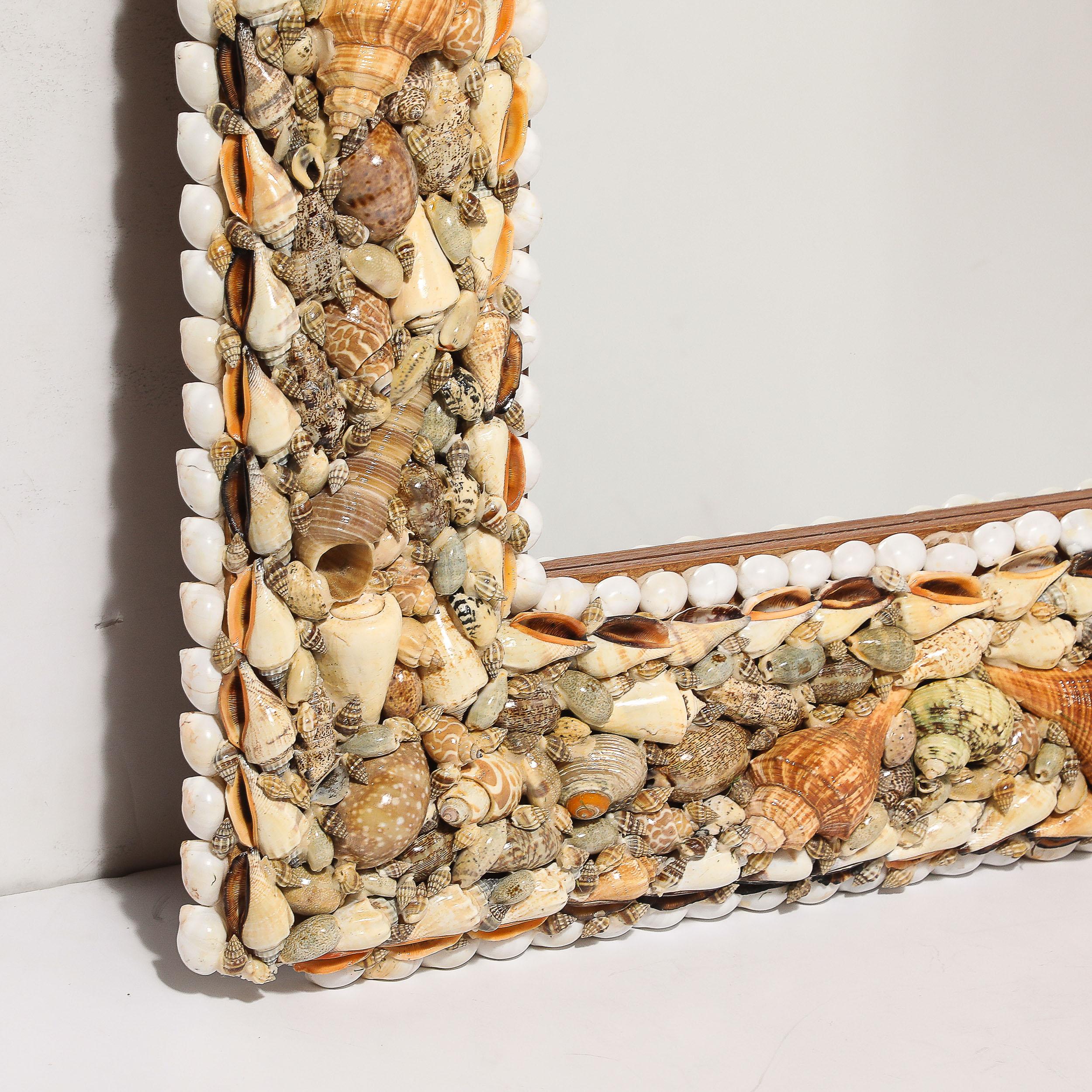 Mid-Century Tessellated Seashell Border Mirror in the Manner of Karl Springer For Sale 5