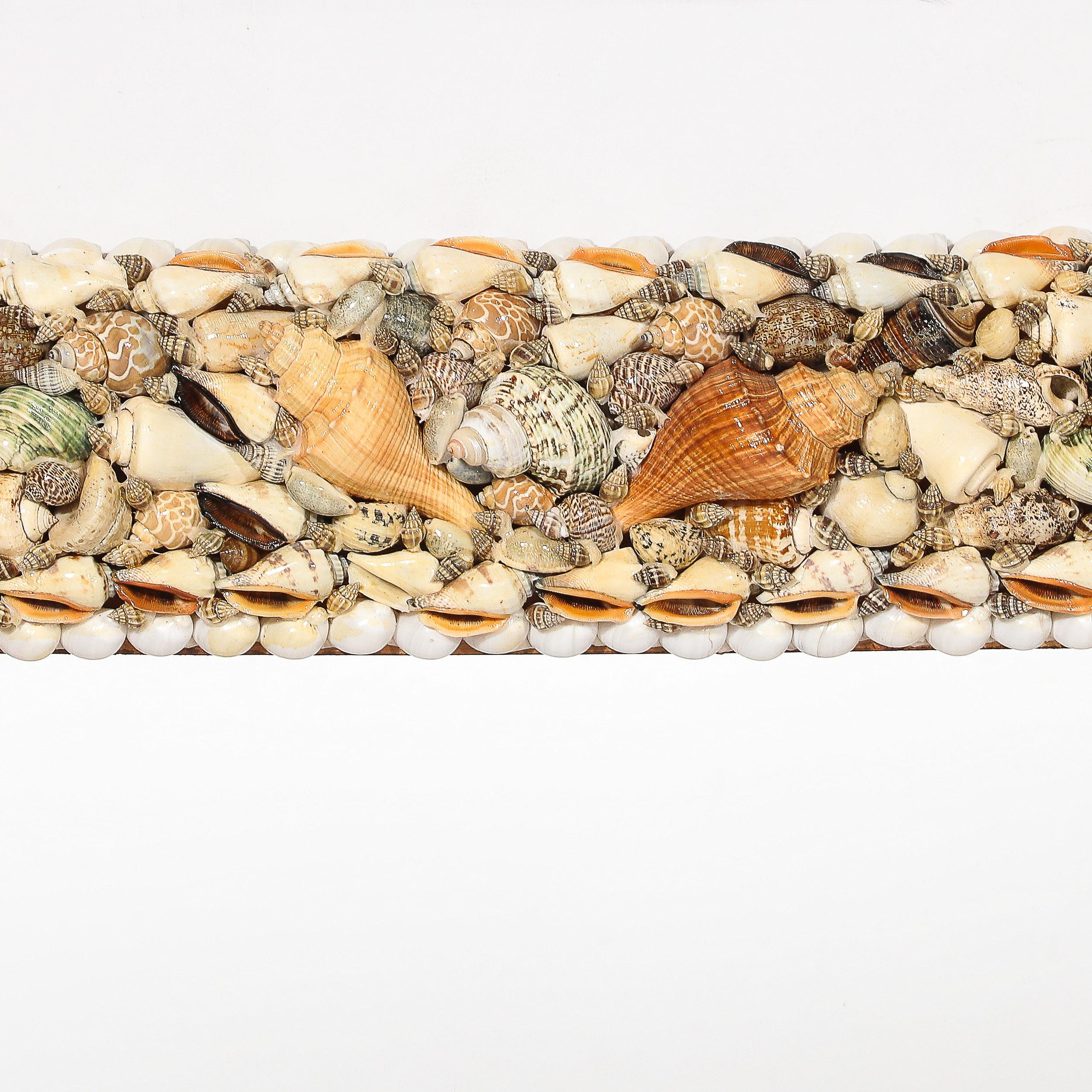 Mid-Century Tessellated Seashell Border Mirror in the Manner of Karl Springer For Sale 2