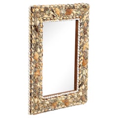 Mid-Century Tessellated Seashell Border Mirror in the Manner of Karl Springer