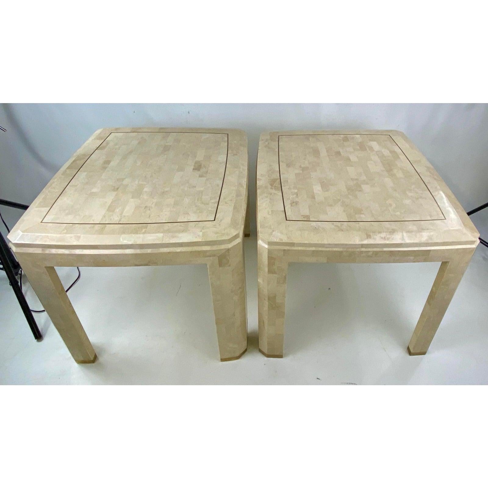 Mid-Century Tessellated Side Tables by Maitland Smith, a Pair In Good Condition For Sale In Esperance, NY
