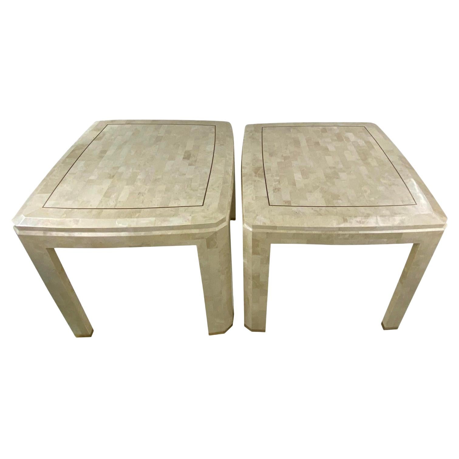 Mid-Century Tessellated Side Tables by Maitland Smith, a Pair For Sale