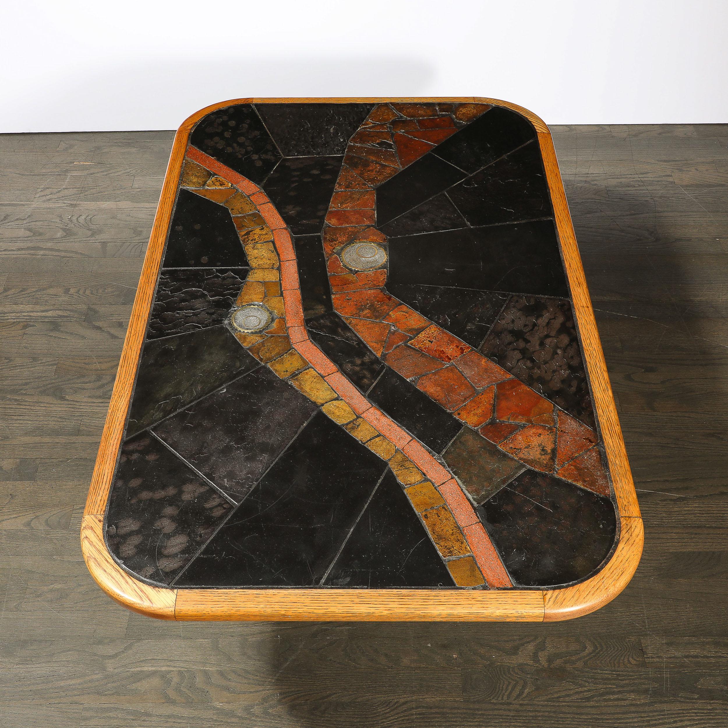 Mid-Century Tessellated Slate & Bronze Inlay Cocktail Table by V Ramburrem For Sale 7