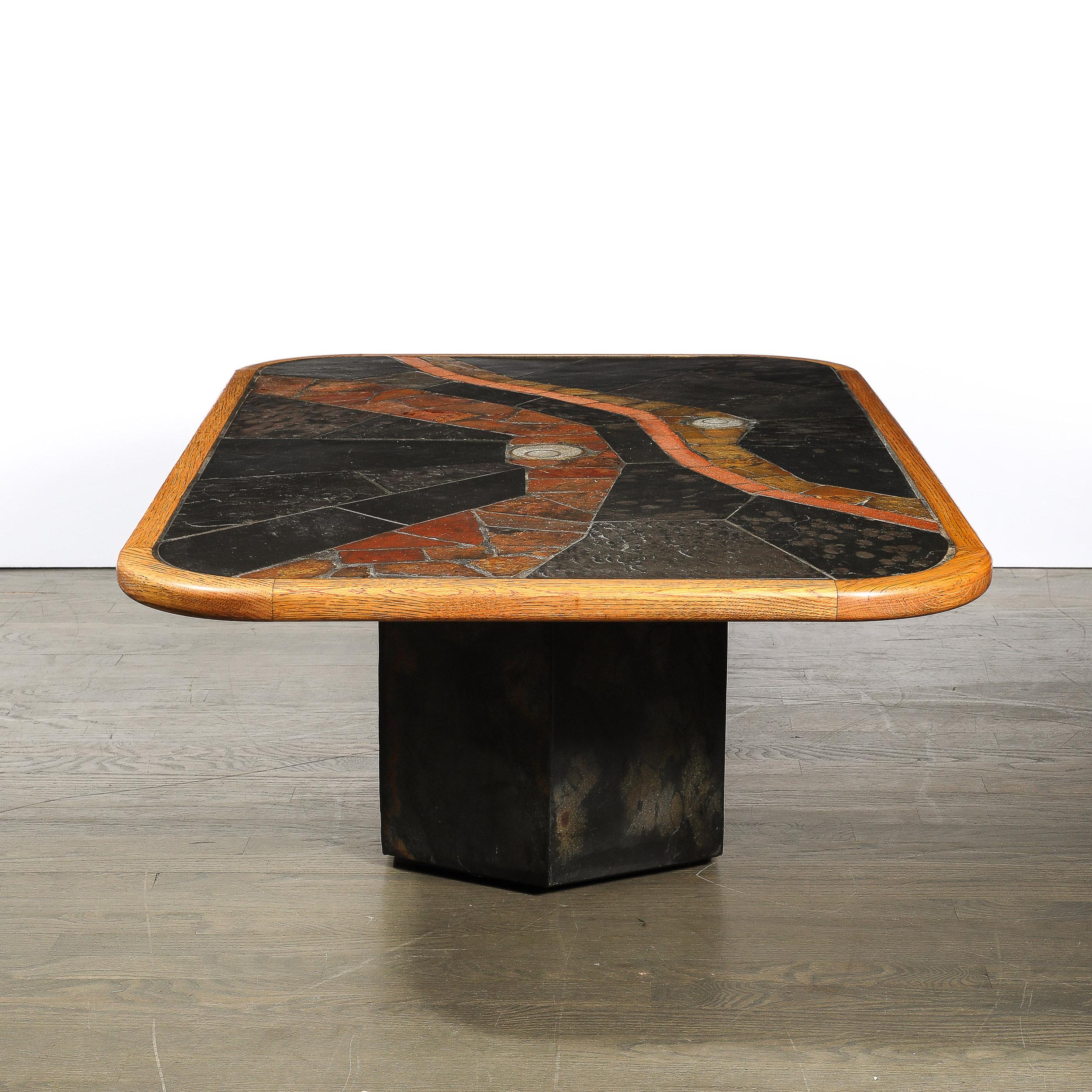 Mid-Century Tessellated Slate & Bronze Inlay Cocktail Table by V Ramburrem 10