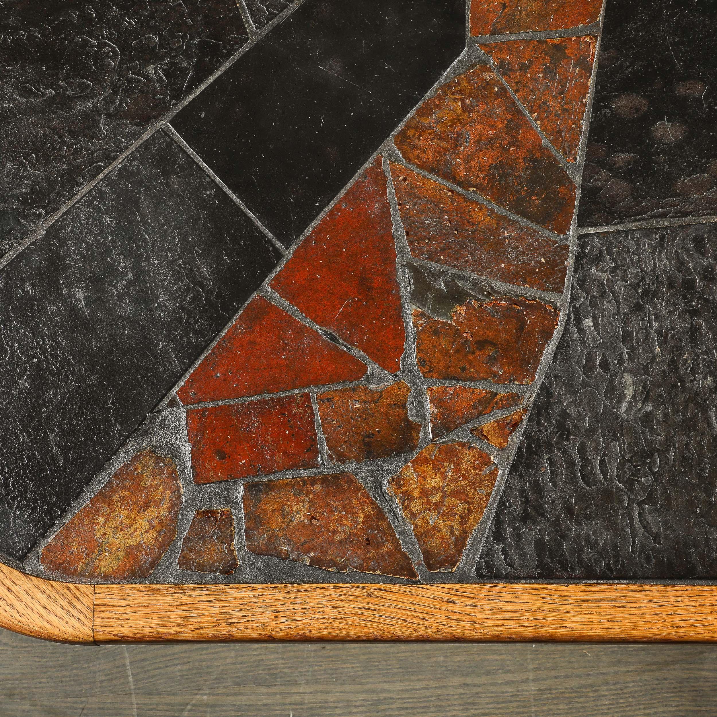 Mid-Century Tessellated Slate & Bronze Inlay Cocktail Table by V Ramburrem 13