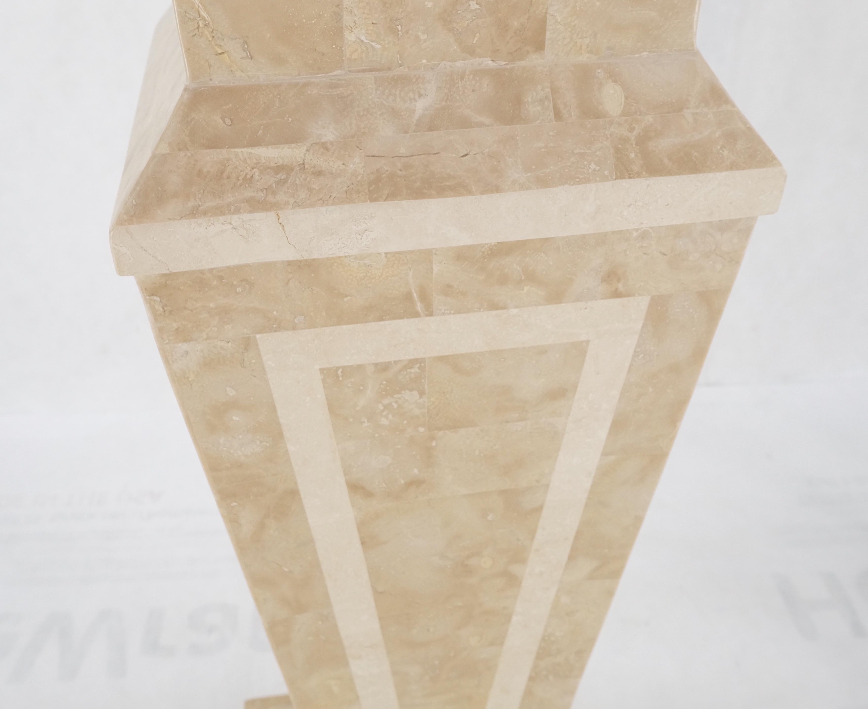 Unknown Mid Century Tessellated Stone Inlay Square Tapered Shape Decorative Pedestal For Sale