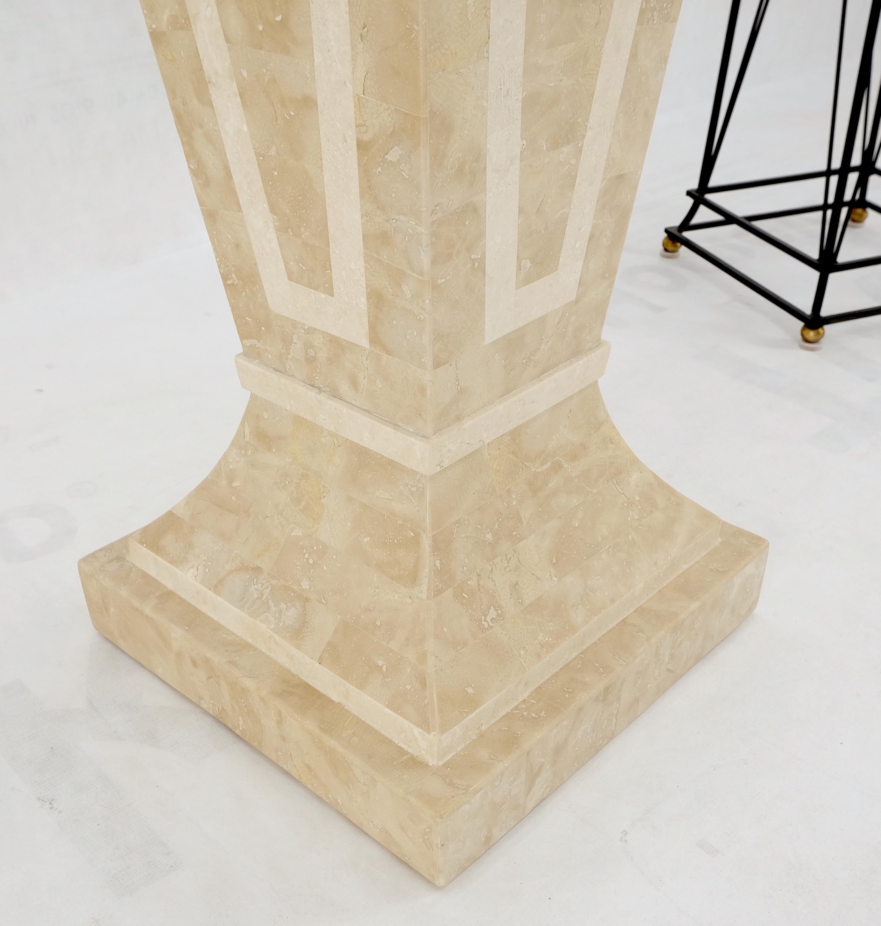 Mid Century Tessellated Stone Inlay Square Tapered Shape Decorative Pedestal In Good Condition For Sale In Rockaway, NJ