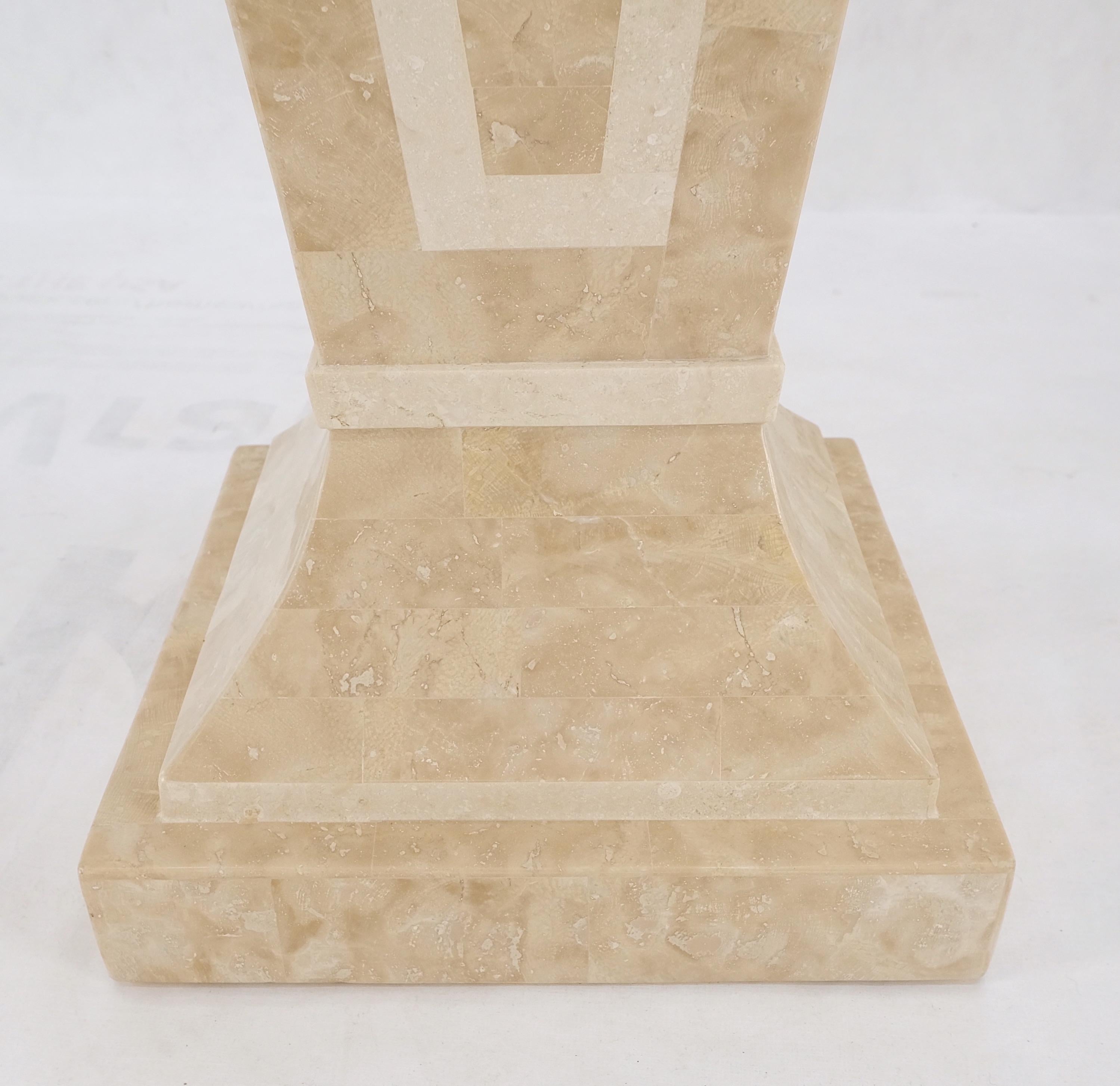 20th Century Mid Century Tessellated Stone Inlay Square Tapered Shape Decorative Pedestal For Sale