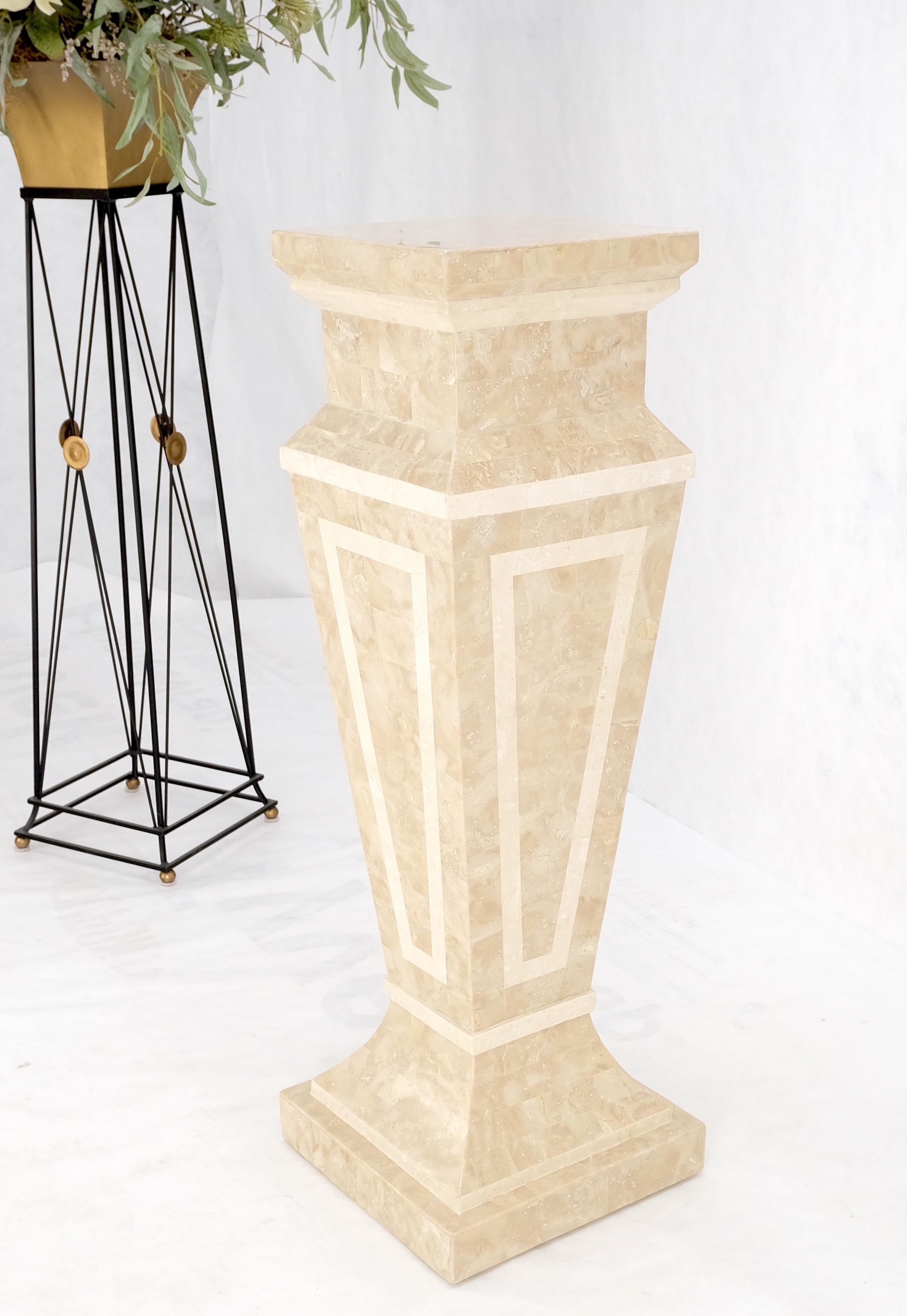 Mid Century Tessellated Stone Inlay Square Tapered Shape Decorative Pedestal For Sale 2