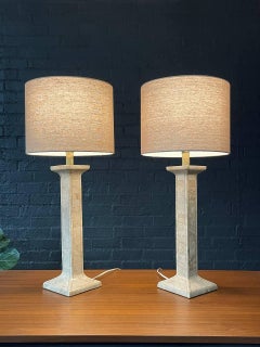 Mid-Century Tessellated Stone Table Lamps Coastal Modern