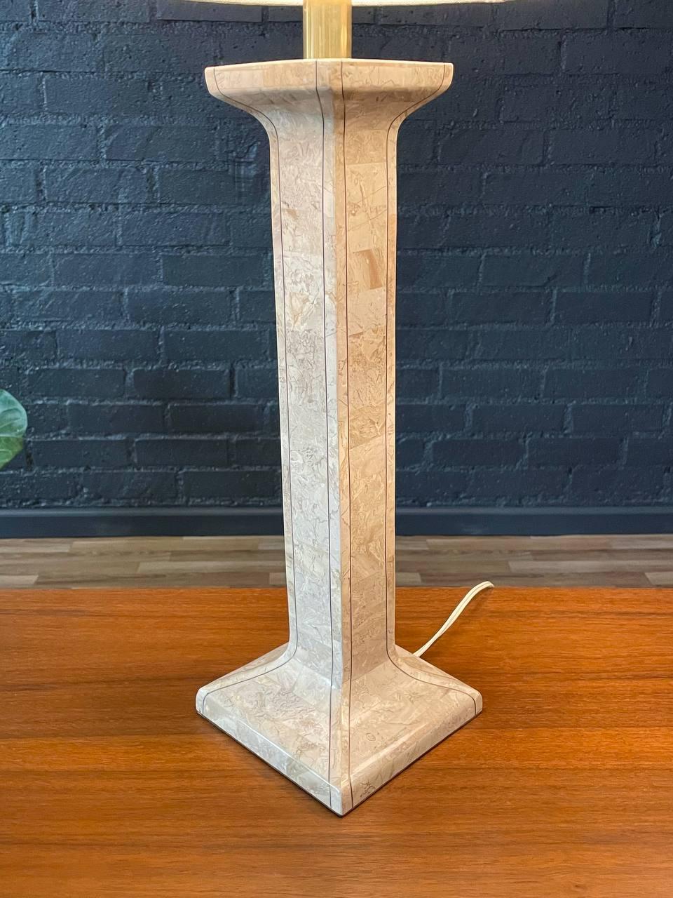 Lámparas de mesa de piedra teselada de mediados de siglo Coastal Modern en venta 1