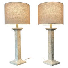 Mid-Century Tessellated Stone Table Lamps Coastal Modern