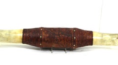 Midcentury Texas Longhorn Mounted with Tooled Leather