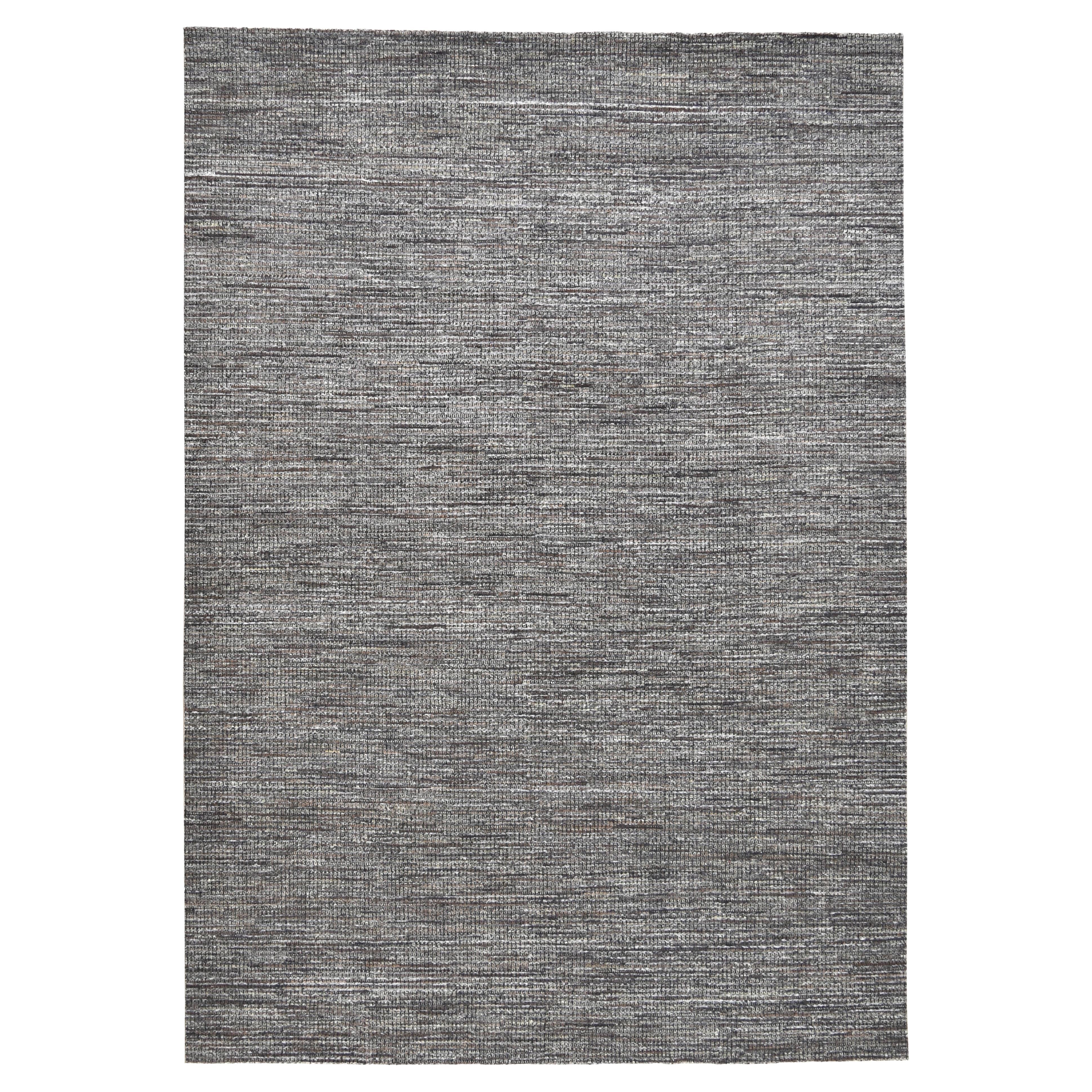Mid-Century Textured Charcoal Brown Wool Rug 9'8''x13'9''